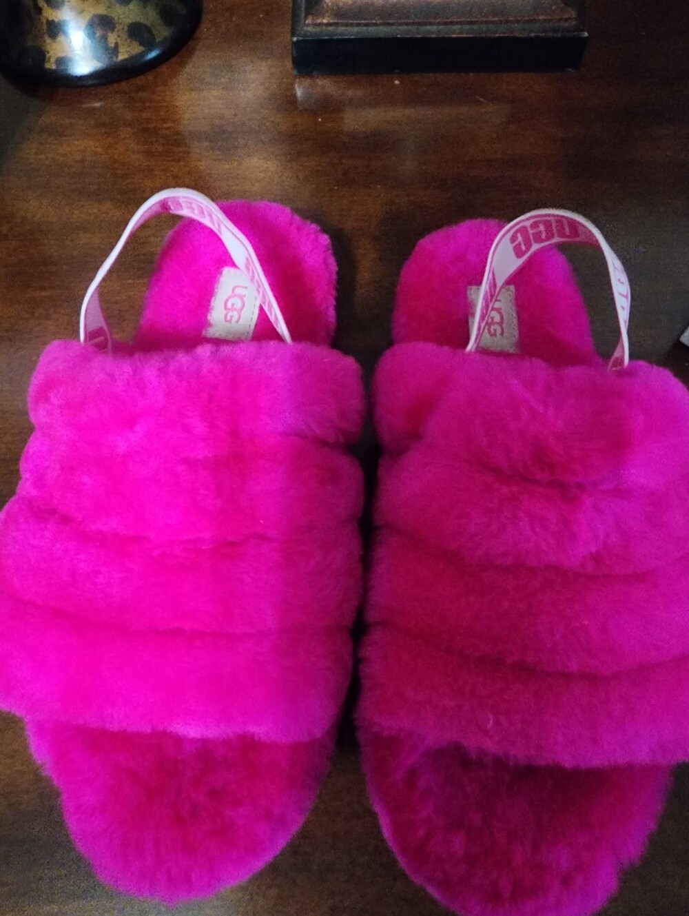 UGG Kids  Hot Pink" Fuzzy Slide Sandals